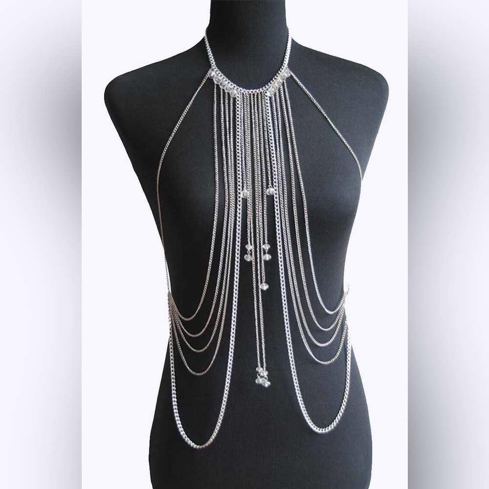 Silver Bodychain Statement Necklace